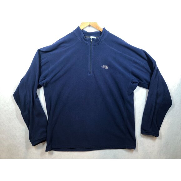 The North Face 1/4 Zip Fleece Pullover Top Navy Blue Outdoors Men's Size L READ - Picture 1 of 5